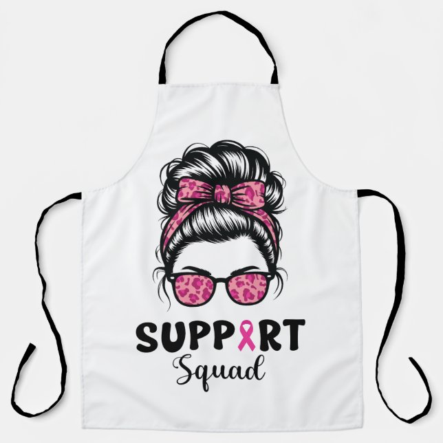 Tablier Soutien Squad Messy Bun Pink Warrior Cancer du sei (Recto)