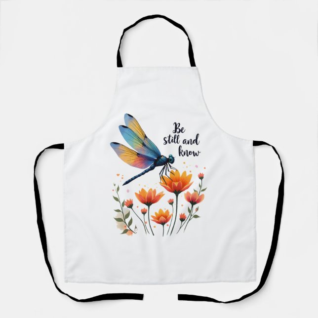 Tablier Soyez calme et connaître Floral Dragonfly Christia (Recto)