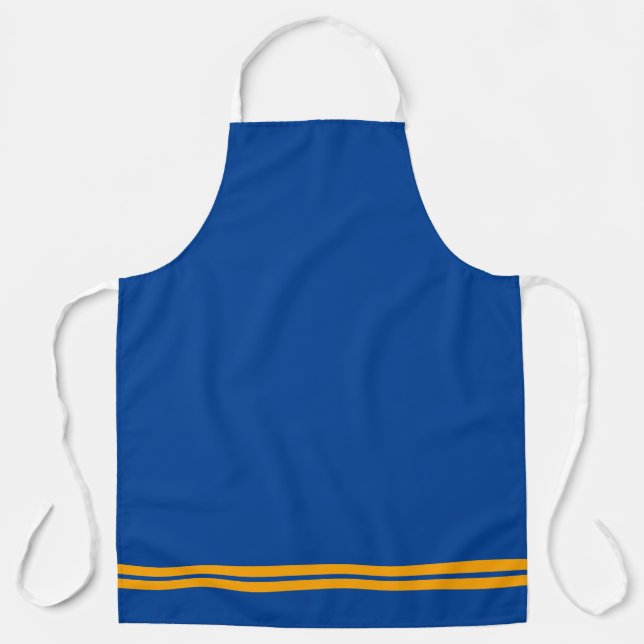 Tablier Sporty Navy Blue Golden Yellow Hem Racing Stripes (Recto)