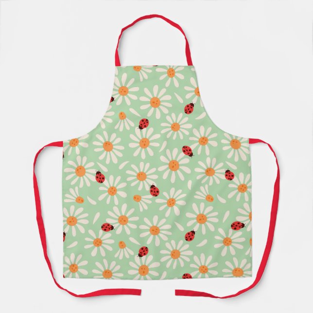 Tablier Spring Ladybugs and Daisies Mom Apron (Recto)