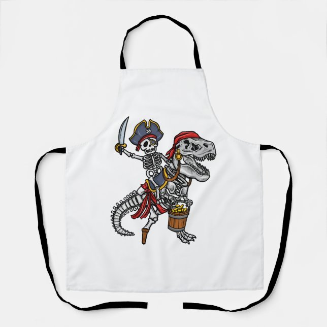 Tablier Squelette de dinosaure de pirate d'Halloween (Recto)