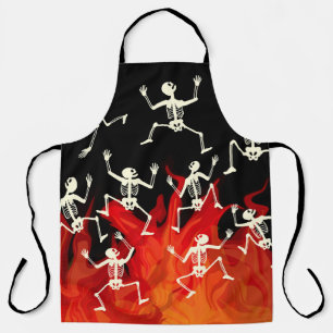 Tablier Squelettes dansants en flammes pour Halloween