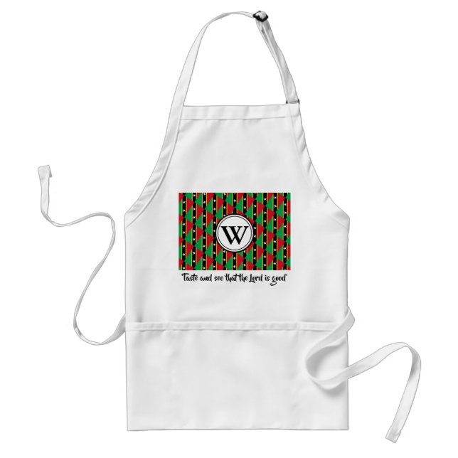 Tablier ST KITTS & NEVIS Monogramme Goût et voir Psaume 34 (Devant)