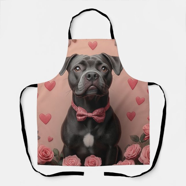 Tablier Staffordshire américain avec Roses - Saint-Valenti (Recto)