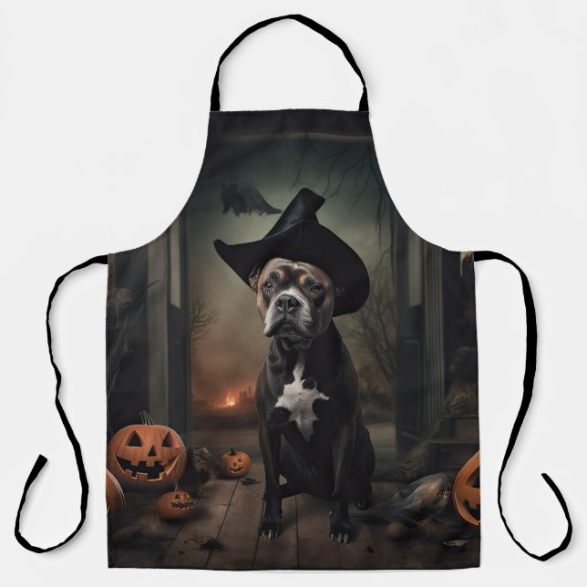 Tablier Staffordshire Terrier Citrouilles Halloween effray (Recto)