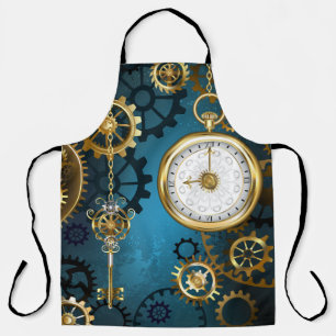 Tablier Steampunk Arrière - plan turquoise avec Gears