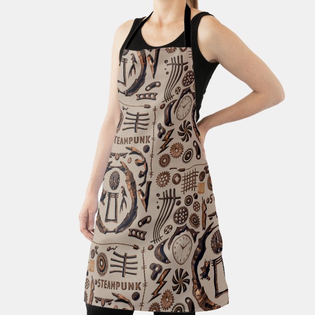 Tablier Steampunk Illustrations Pattern Brown (Insitu)