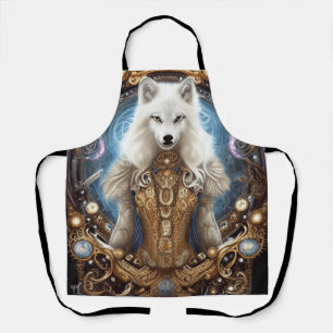 Tablier Steampunk Whimsical charmant loup blanc