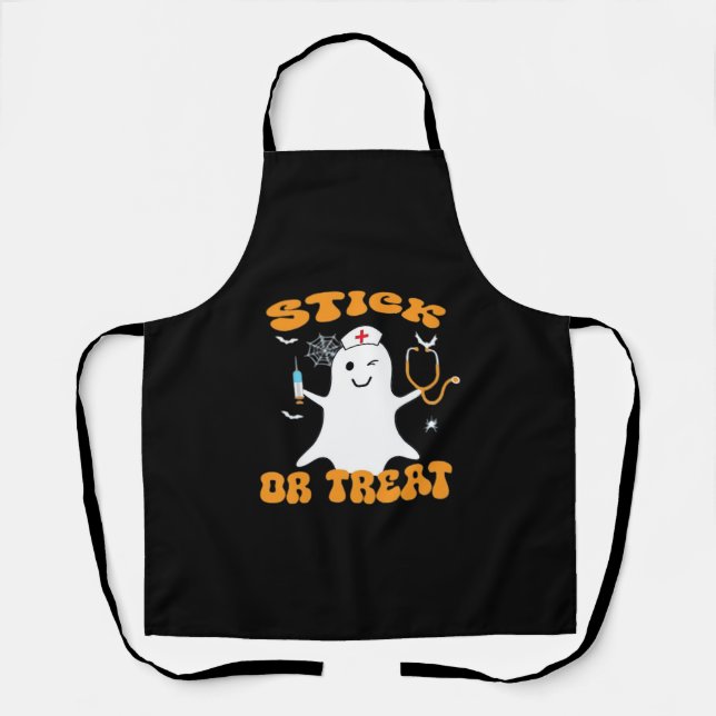 Tablier Stick ou Treat Nurse Funny Halloween Costume Essen (Recto)