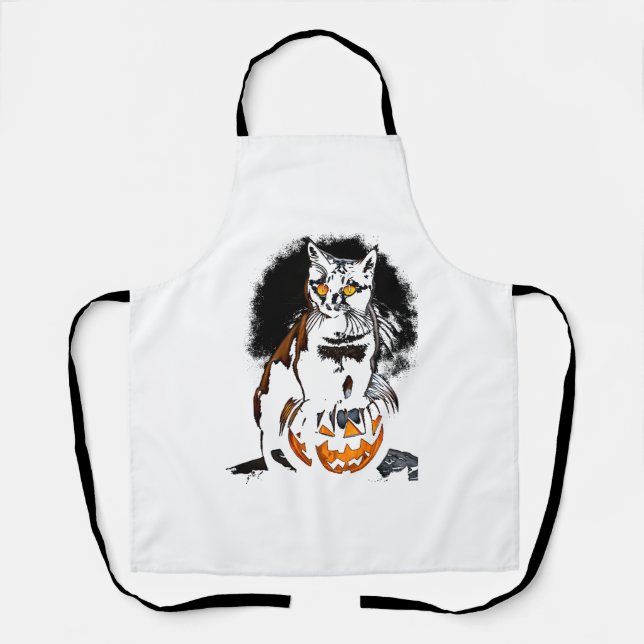 Tablier Sticker pour chat noir Halloween1 (Recto)