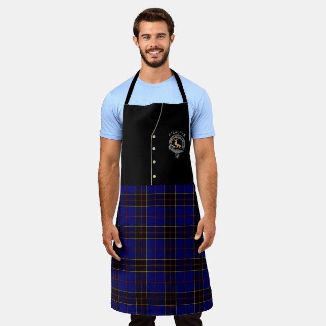 Tablier Strachan Clan Badge & Tartan Kilt Apron (Porté)