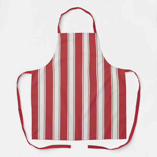 Tablier Stripes de souris classiques rouge, blanc et mocha (Recto)