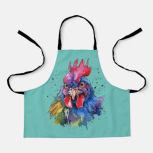 Tablier Style d'aquarelle de poulet du coq du pays