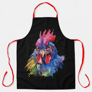 Tablier Style d'aquarelle de poulet du coq du pays