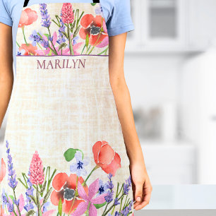 Tablier Style floral lin - Cadeau de fête des mères sur me