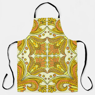 Tablier Style folklorique design floral en jaune
