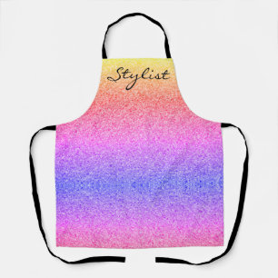 Tablier Styliste de cheveux Script Rainbow Faux Parties sc