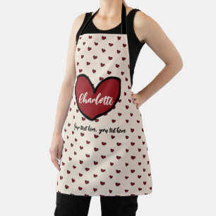 Tablier Styliste Motif Coeur mignon modèle Monogramme