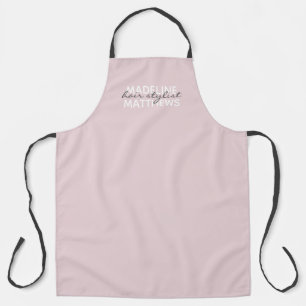 Tablier Stylo de cheveux rose vif moderne Script Nom du sa