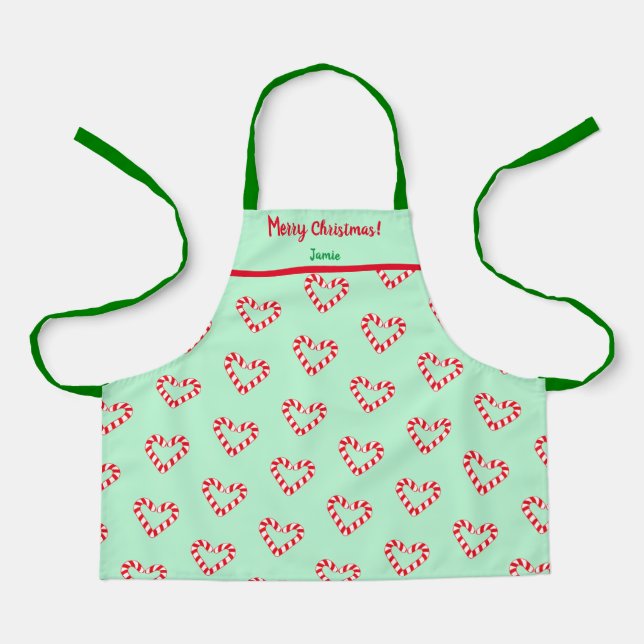 Tablier Sucre de canne Coeur de Noël moderne Petit (Recto)