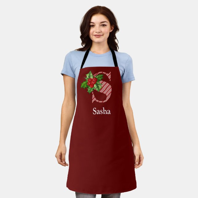 Tablier Sucre de canne et monogramme Holly S (Porté)