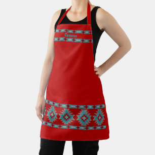 Tablier Sud-Ouest Rouge & Turquoise Géométrique Personnali