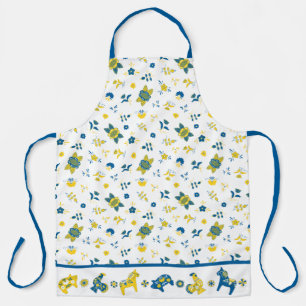 Tablier Suédois Folk Art l Bleu et Jaune