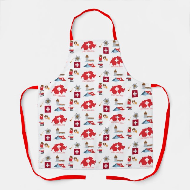 Tablier Suisse Voyage et culture Icons Motif (Recto)
