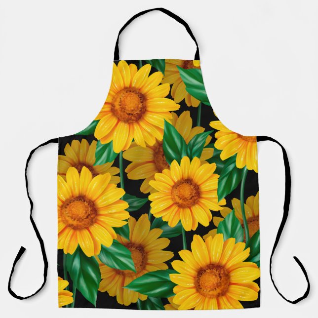Tablier Sunflower seamless pattern. Background with yellow (Recto)