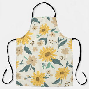 Tablier Sunflower seamless pattern. Yellow daisy on off wh