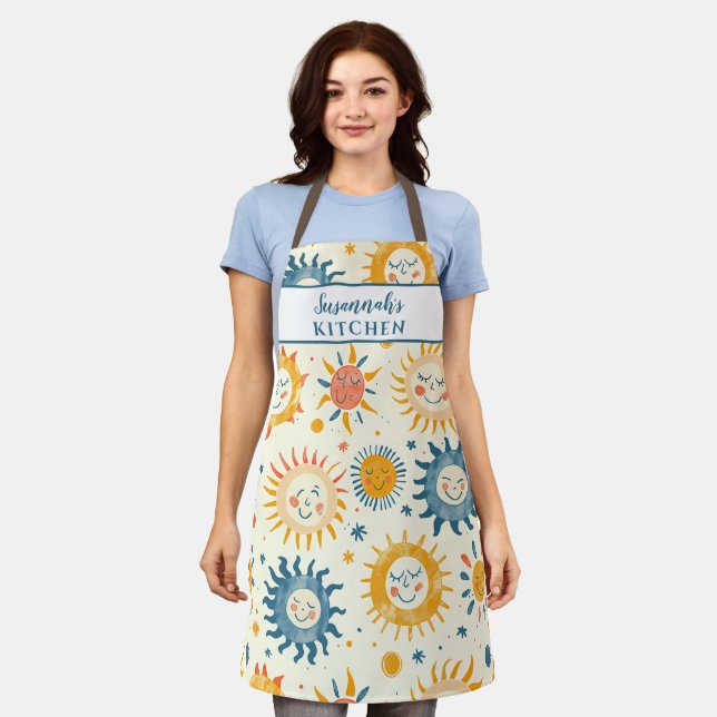 Tablier Sunshine Sun Motif Happy (Porté)