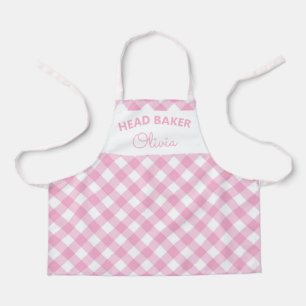 Tablier Super Boulanger en Chef Mignon Gingham Rose Nom