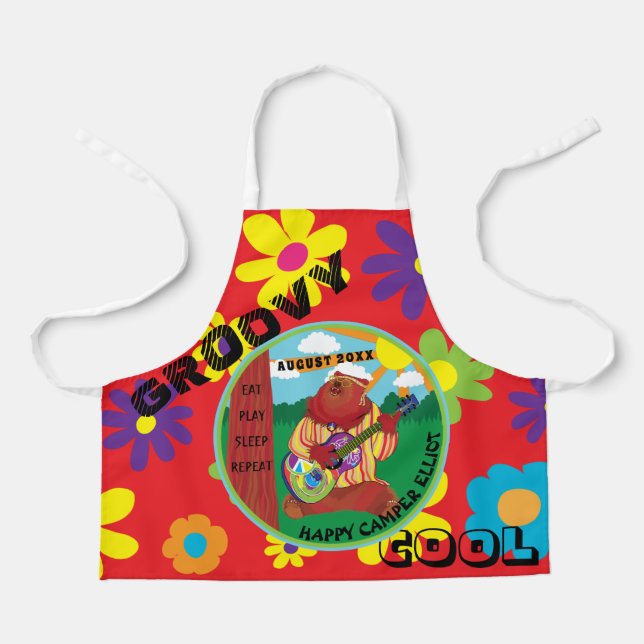 Tablier Super Happy ours de guitare partout sur l'imprimé  (Recto)