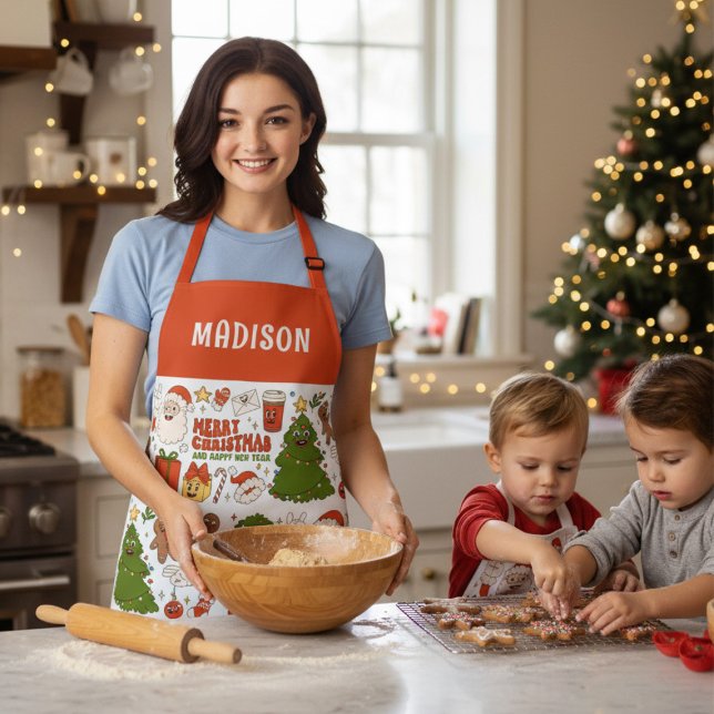 Tablier Super Hippie Retro Joyeux Noël Père Noël Funny (Créateur téléchargé)