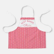Super Mignon Chef Pâtissier Rose Points Fille Pâti