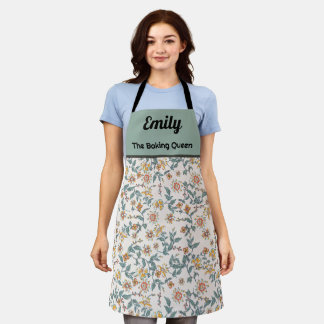 Tablier Superbe aquarelle personnalisée motif floral tabli