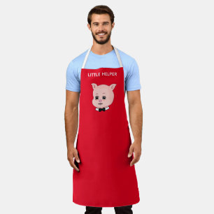 Tablier Superbe petit cochon sur rouge