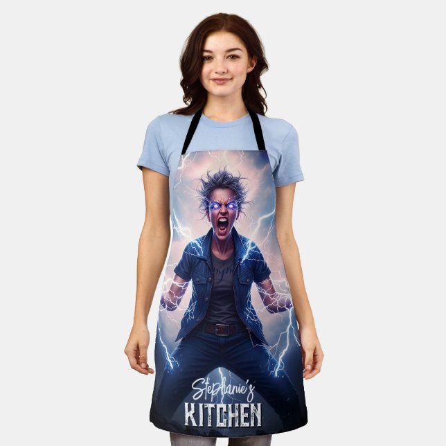 Tablier Superhero Lightning Energy Woman  (Porté)