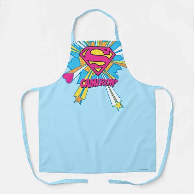 Tablier Superman Stylisé | Logo rose avec coeur (Recto)