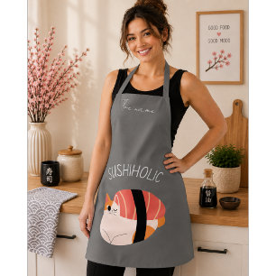 Tablier sushiholic, chat de sushi
