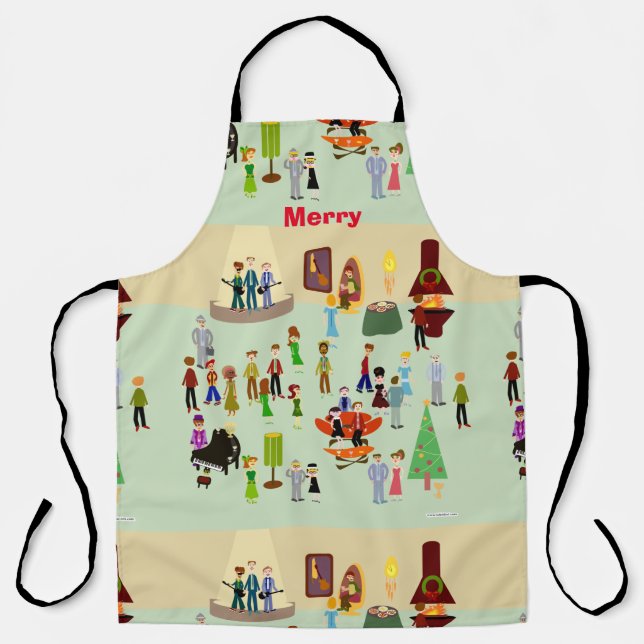 Tablier Swanky Holiday Party Retro Art Fun Illustration (Recto)