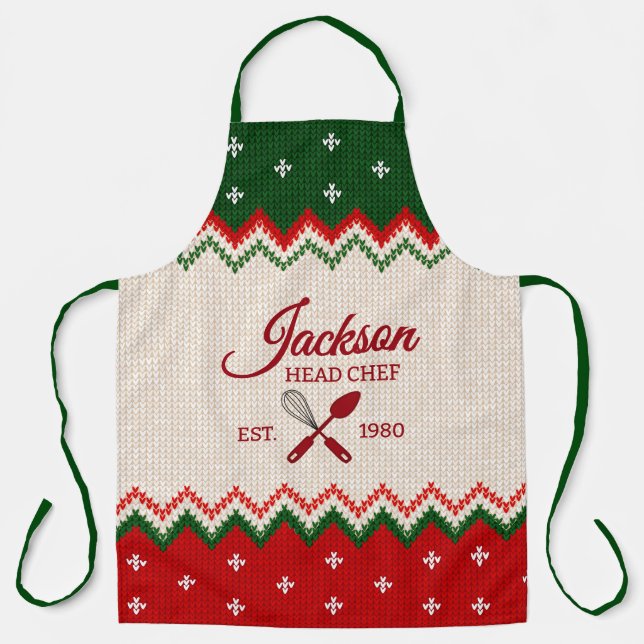 Tablier Sweater Pattern Personalized Christmas Apron (Recto)