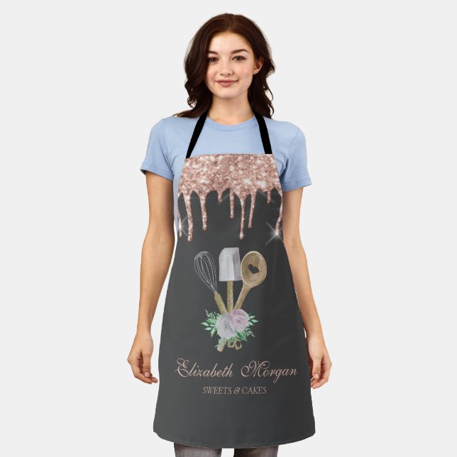 Tablier Sweets Rose Cupcake Gold Drives Boulangerie Apron (Porté)
