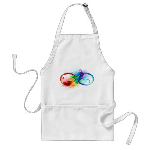 Tablier Symbole d'infini avec plume arc-en-ciel