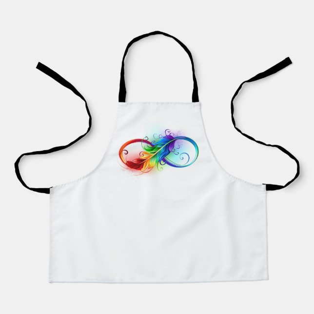 Tablier Symbole d'infini avec plume arc-en-ciel (Recto)