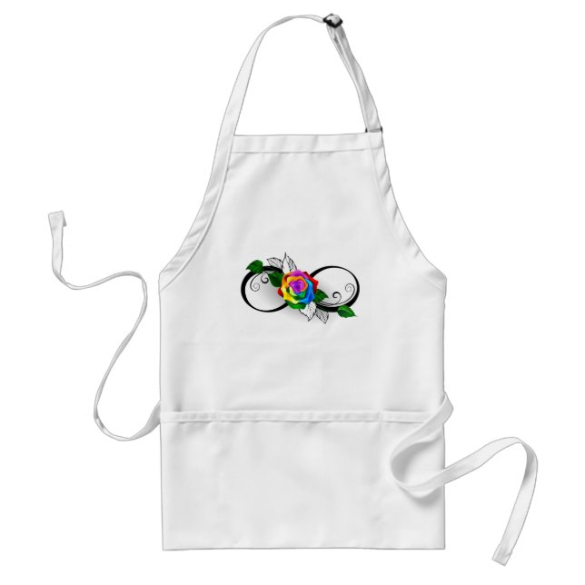 Tablier Symbole d'infini avec Rose arc-en-ciel (Devant)