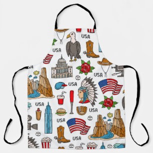 Tablier Symboles USA Vintage Motif sans couture