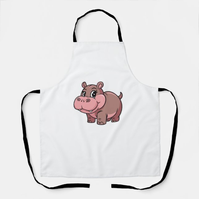Tablier T-Shirt à manches longues pour bébé mignon Hippo M (Recto)