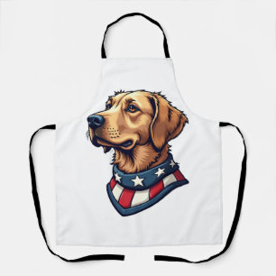 Tablier T-Shirt Chien Rétro Mascotte Retriever Patriotique