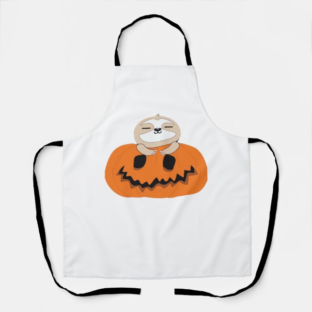 Tablier T-shirt Citrouille Halloween Sloth Classic (Recto)